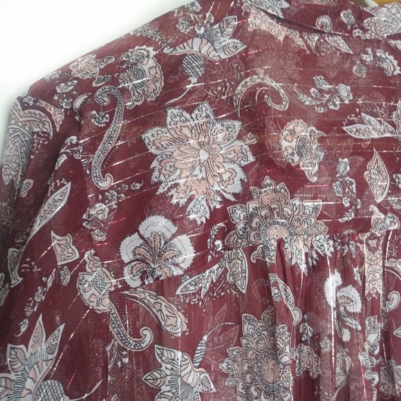 Lucky Brand Sheer Peasant Tie Top - Picture 5 of 5